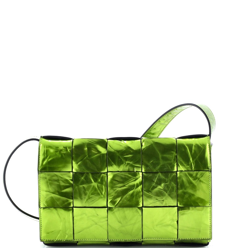 Cassette Crossbody Bag Maxi Intrecciato Crinkled Metallic Leather