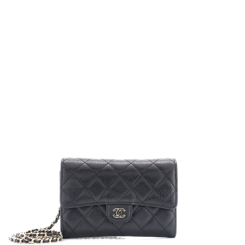 Classic Flap Wallet Crossbody Bag Quilted Caviar Mini