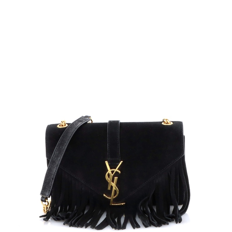 Classic Monogram Fringe Crossbody Bag Suede Small