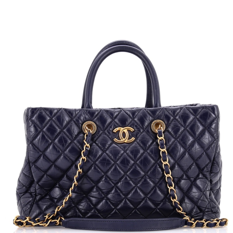 Coco Handle Shopping Tote Quilted Aged Calfskin Medium
