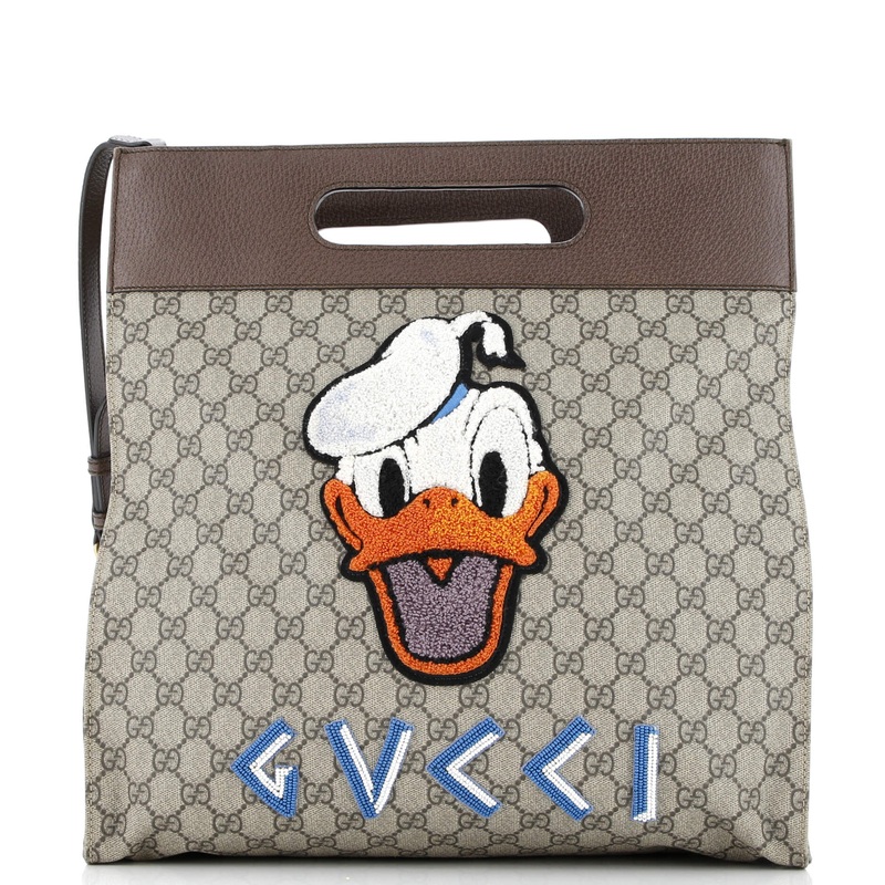 Donald Duck Soft Tote Embroidered GG Coated Canvas