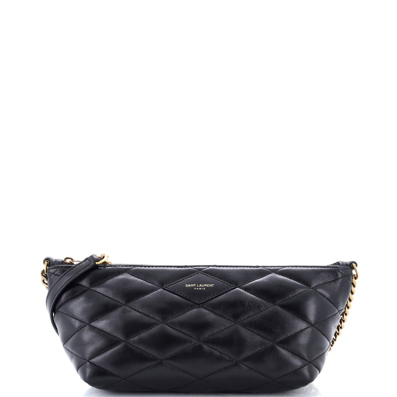 Gaby Zipped Chain Shoulder Bag Quilted Leather