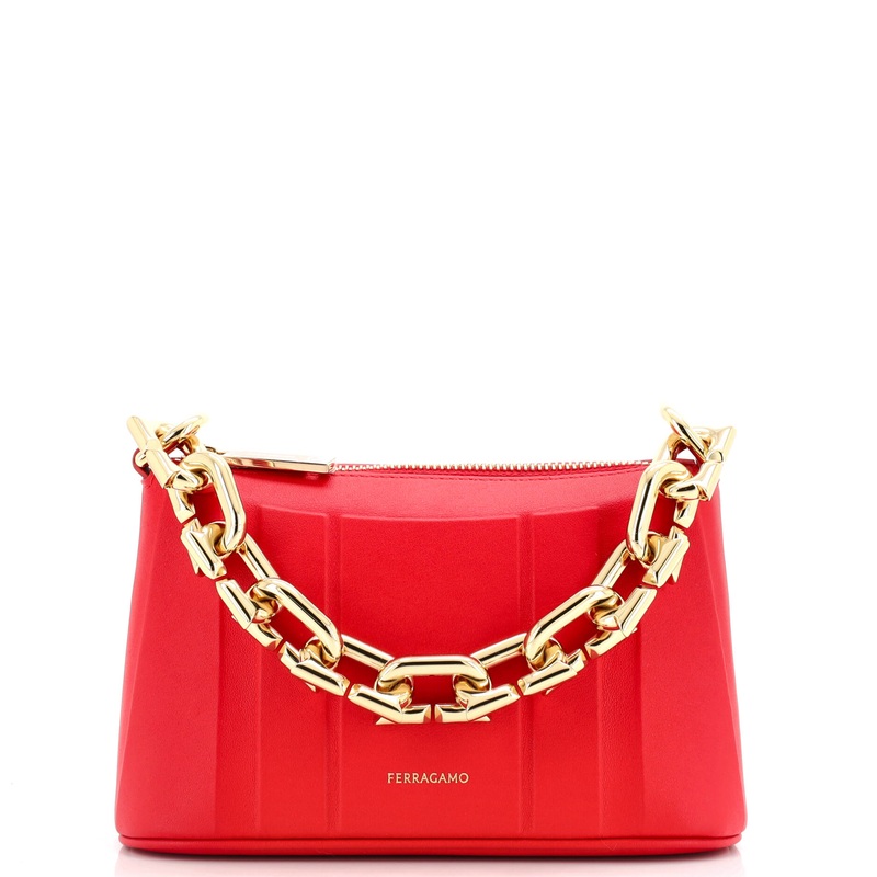 Gancini Chain Shoulder Bag Leather Mini
