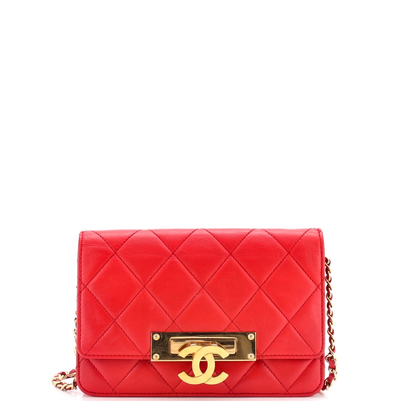 Golden Class Wallet on Chain Quilted Lambskin