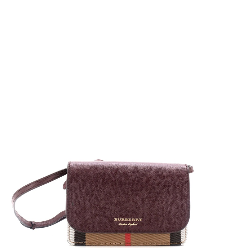 Hampshire Wallet on Strap Leather and House Check Canvas