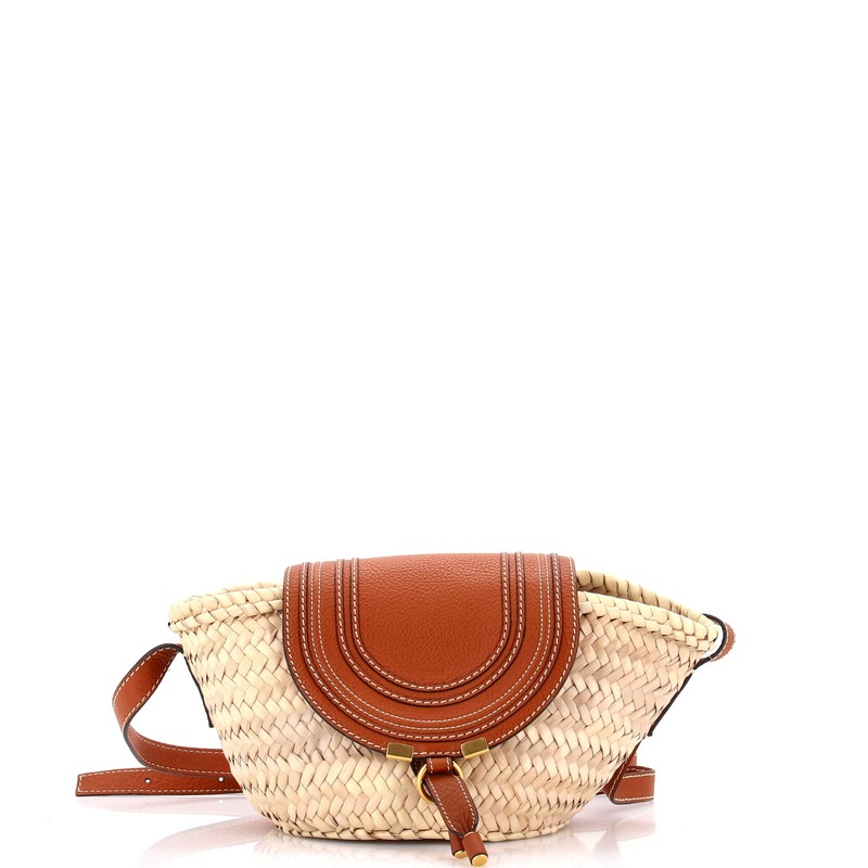 Marcie Basket Bag Raffia and Leather Small