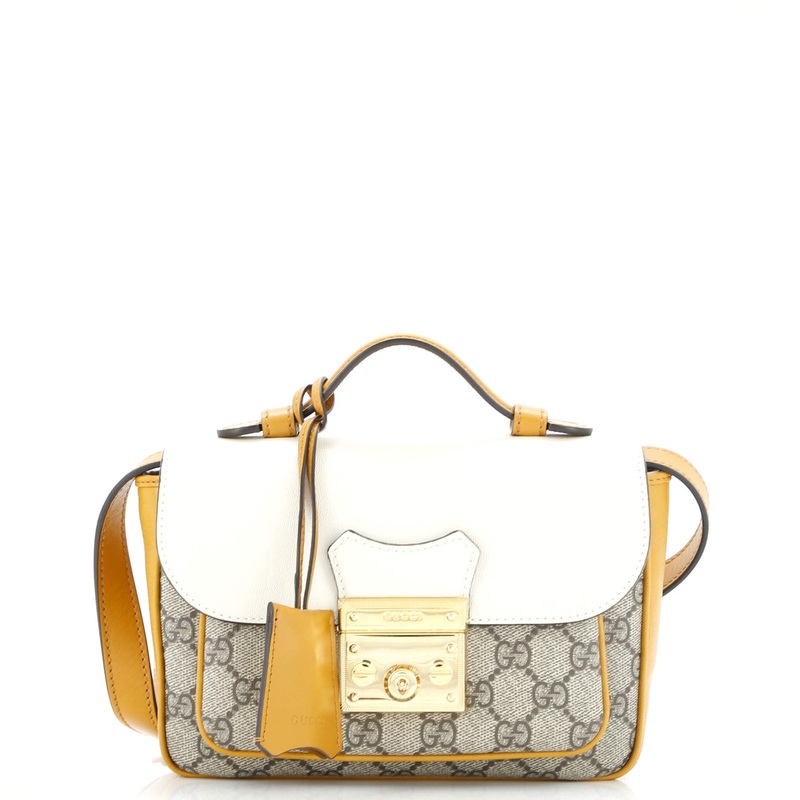 Padlock Front Pocket Flap Shoulder Bag GG Coated Canvas and Leather Mini
