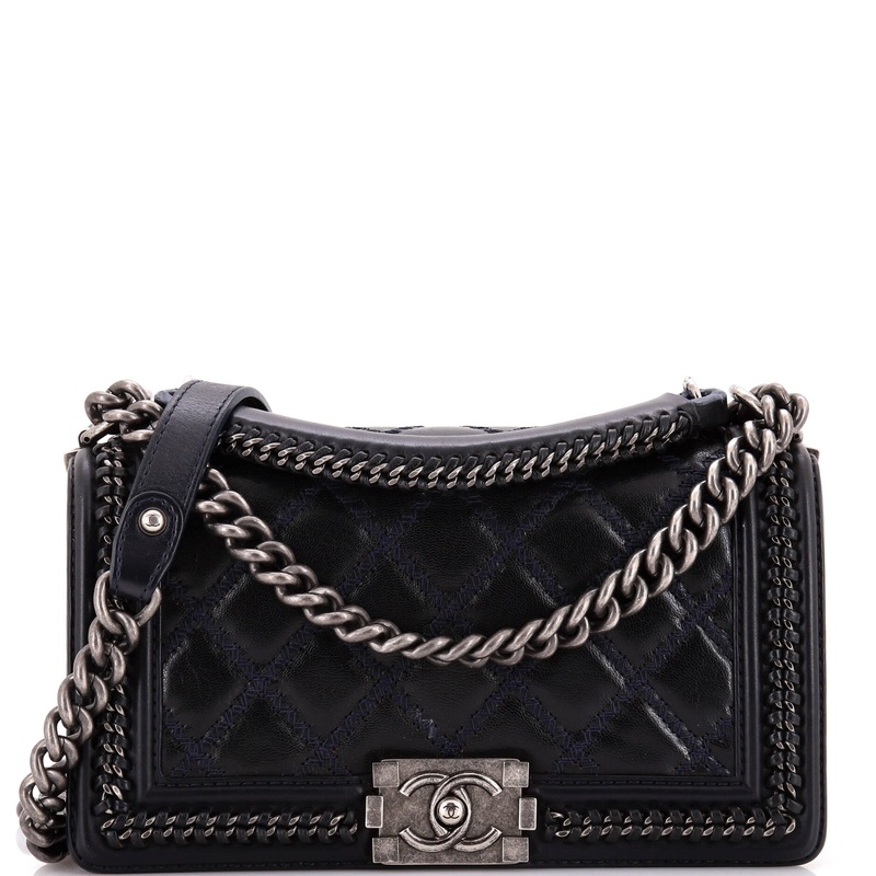 Paris-Salzburg Chain Handle Boy Flap Bag Quilted Lambskin Old Medium