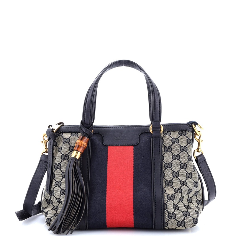 Rania Convertible Top Handle Bag Web GG Canvas Small