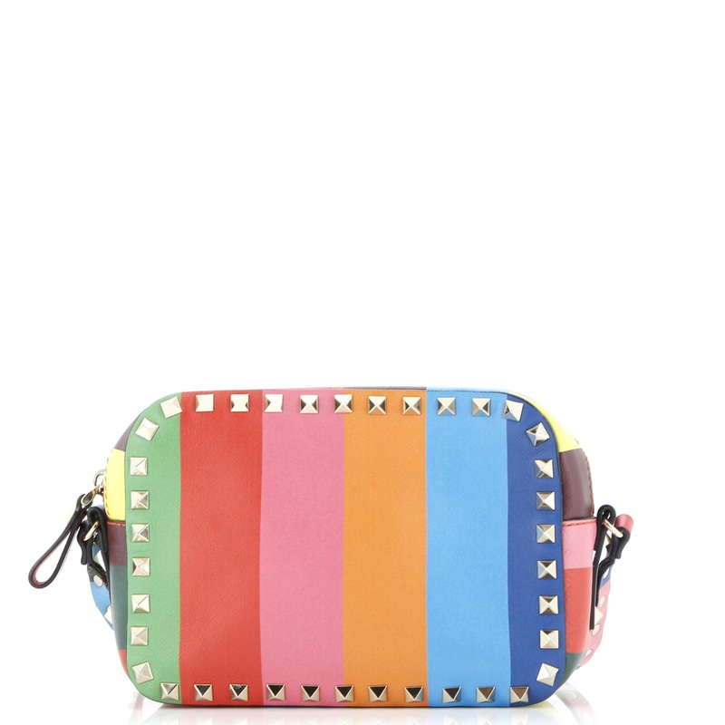Rockstud 1973 Camera Crossbody Bag Striped Leather