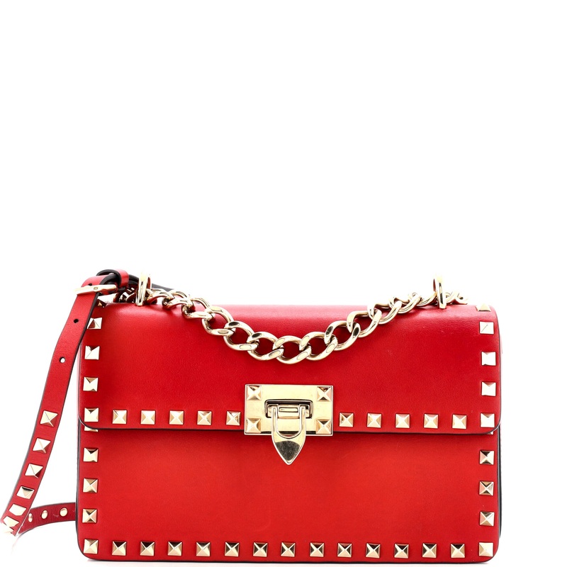 Rockstud Chain Flip Lock Flap Bag Leather Medium