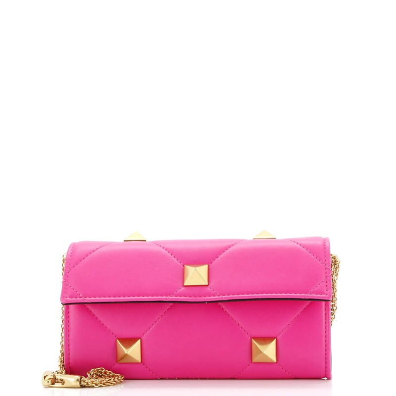 Roman Stud Wallet on Chain Quilted Leather