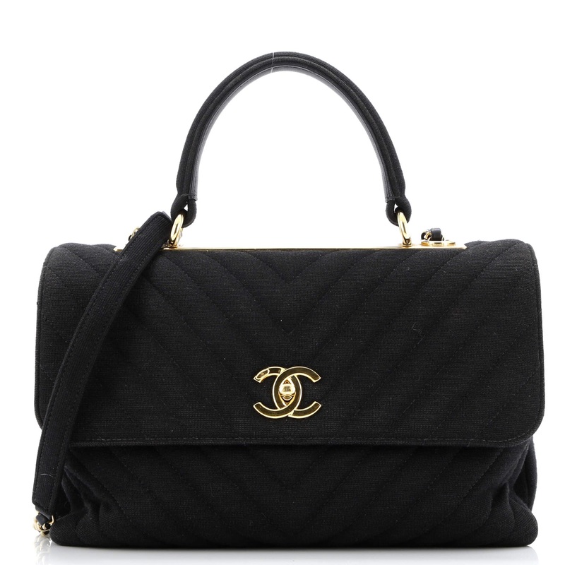 Trendy CC Top Handle Bag Chevron Jersey Medium