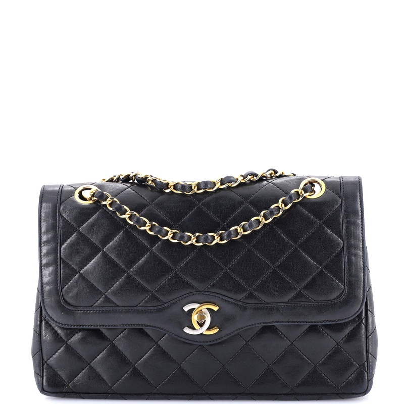 Vintage Two Tone CC Flap Bag Quilted Lambskin Medium