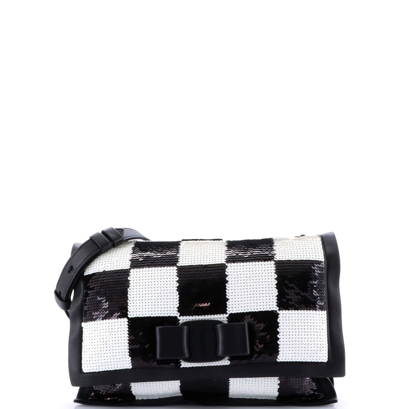 Viva Bow Flap Bag Sequin Embellished Leather Small