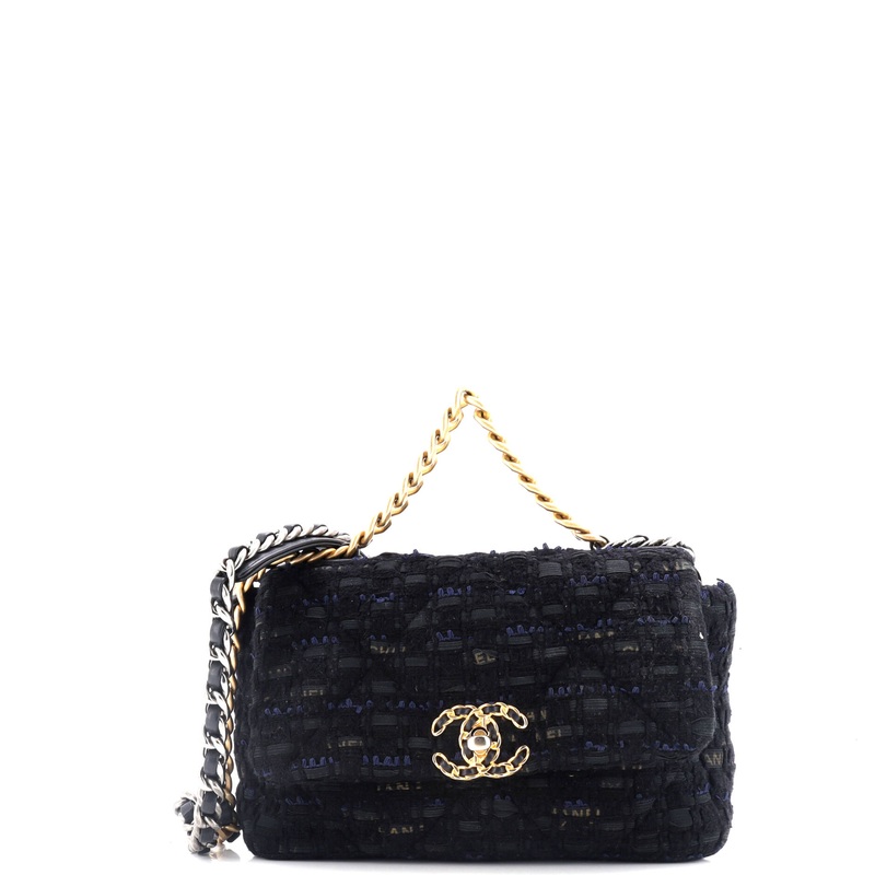 19 Flap Bag Quilted Tweed and Ribbon Medium