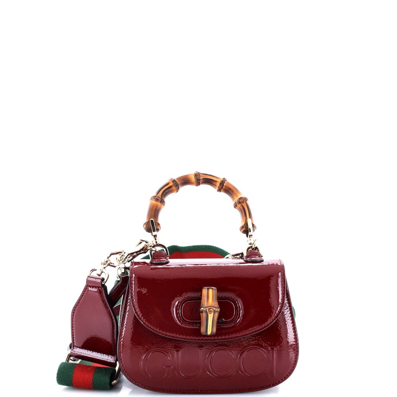 Bamboo 1947 Logo Top Handle Bag Embossed Patent Mini