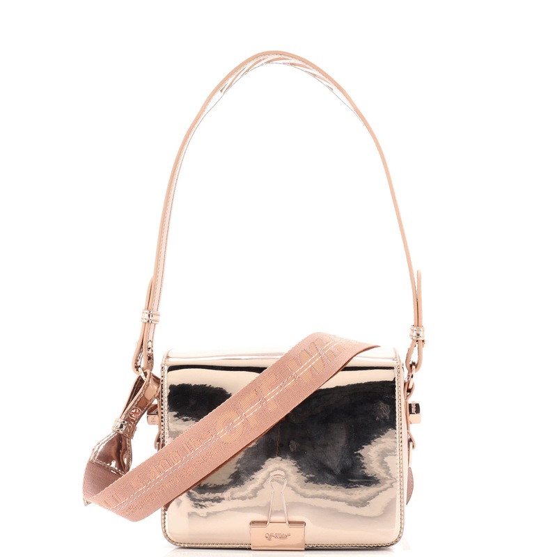 Binder Clip Flap Bag Mirror Faux Leather Mini