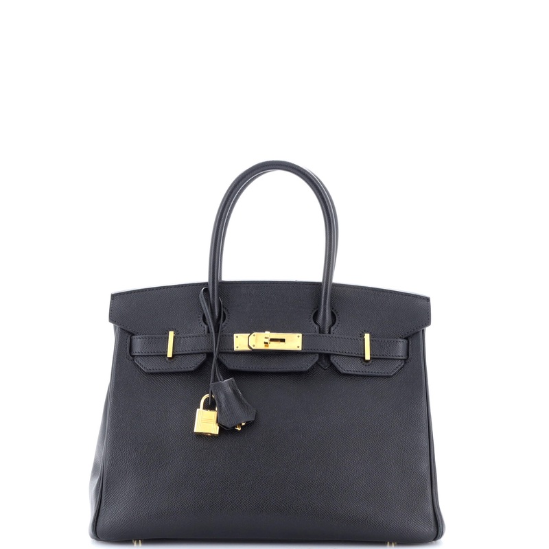 Birkin Handbag Noir Epsom with Gold Hardware 30