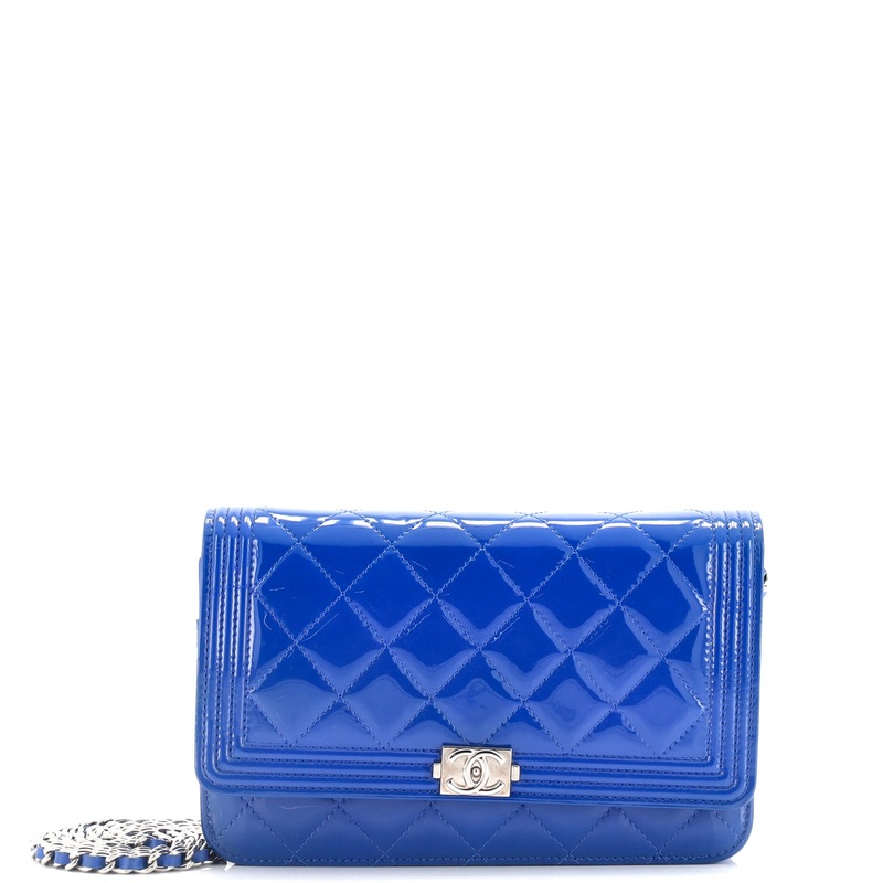 Boy Wallet on Chain Quilted Patent