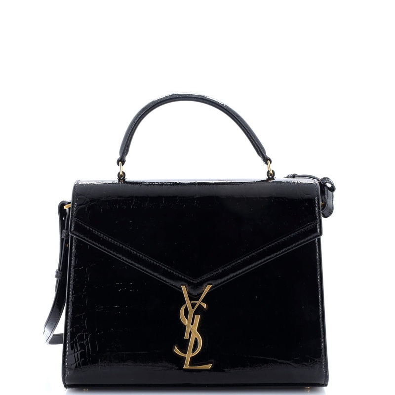 Cassandra Top Handle Bag Crocodile Embossed Leather Medium