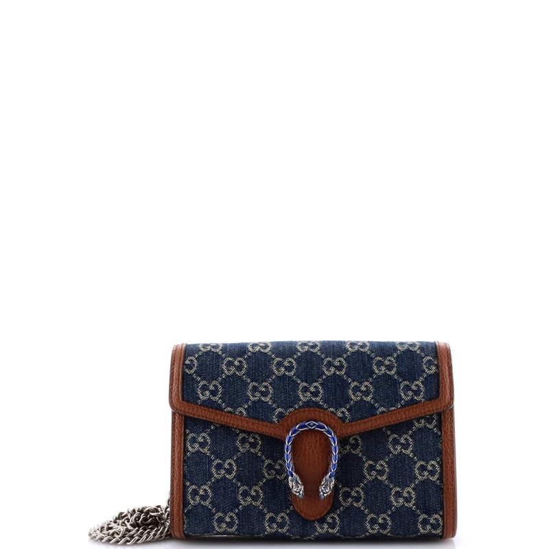 Dionysus Chain Wallet GG Denim Small