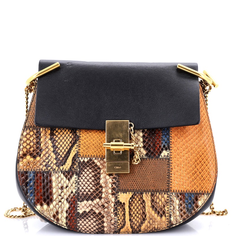 Drew Crossbody Bag Python and Leather Small