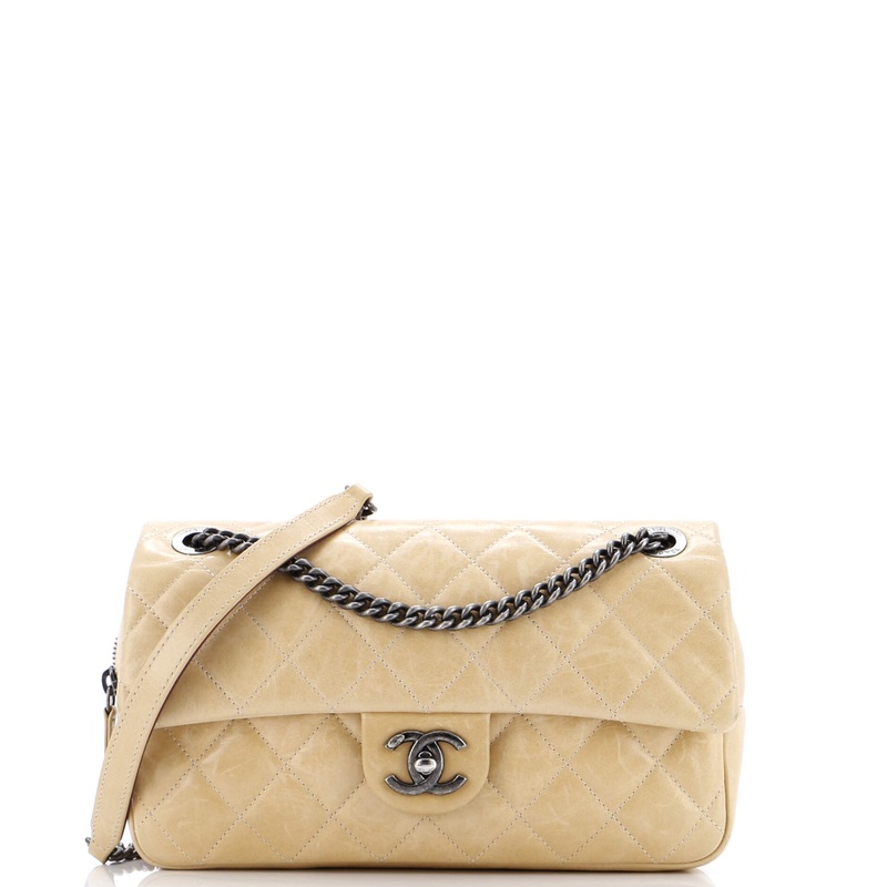 Duo Color Flap Bag Quilted Glazed Calfskin Medium