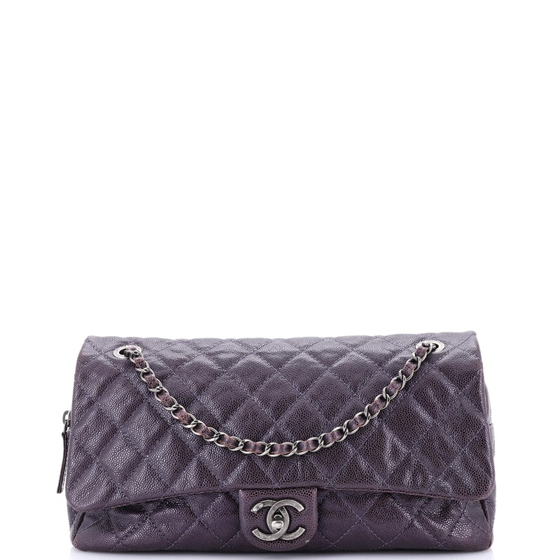 Easy Flap Bag Quilted Caviar Large