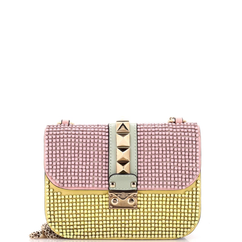 Glam Lock Shoulder Bag Embellished Leather Small