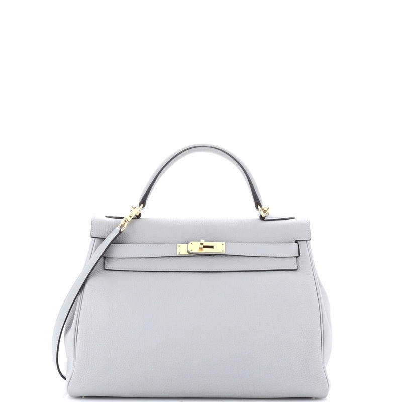 Kelly Handbag Bleu Glacier Togo with Gold Hardware 32