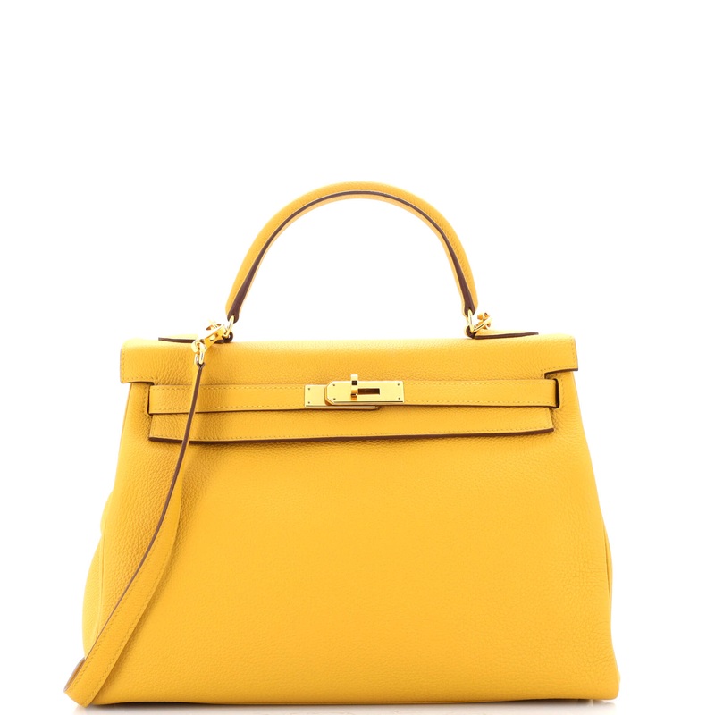 Kelly Handbag Jaune Ambre Togo with Gold Hardware 32