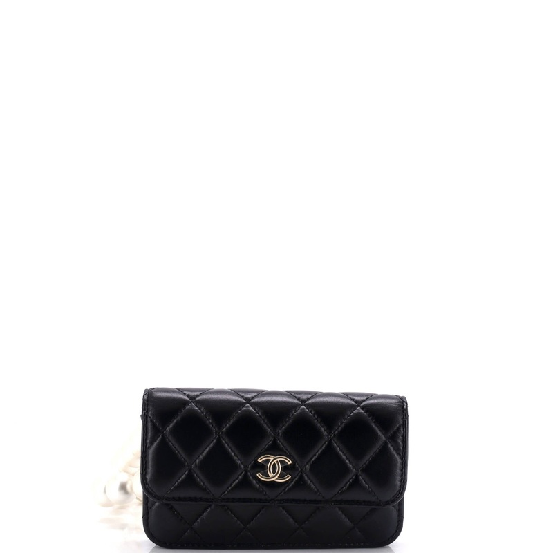 Pearl Strap Clutch with Chain Quilted Calfskin
