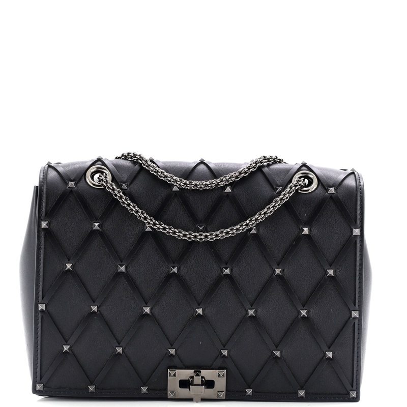 Rockstud Beehive Chain Flap Bag Quilted Leather Medium