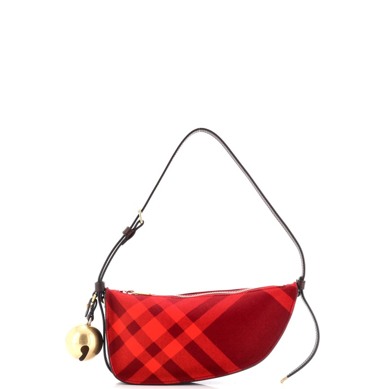 Shield Sling Shoulder Bag Check Canvas and Leather Mini