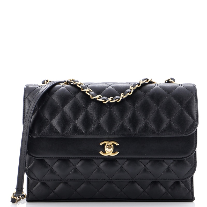 Triple Flap Bag Quilted Calfskin Medium