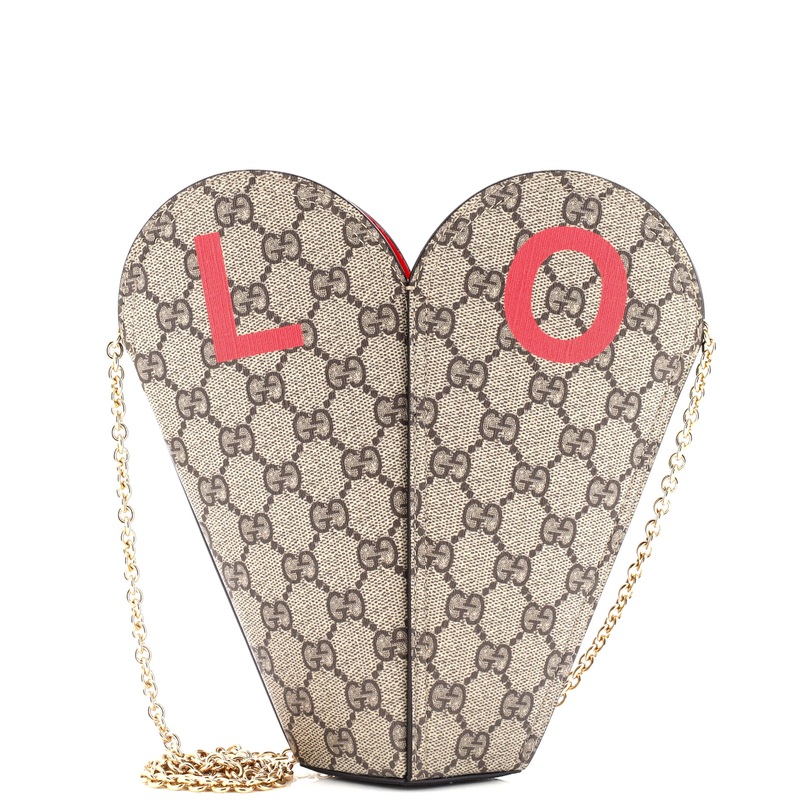 Valentine's Day Chain Heart Bag Printed GG Coated Canvas Small