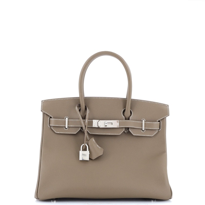 Birkin Handbag Grey Epsom with Palladium Hardware 30