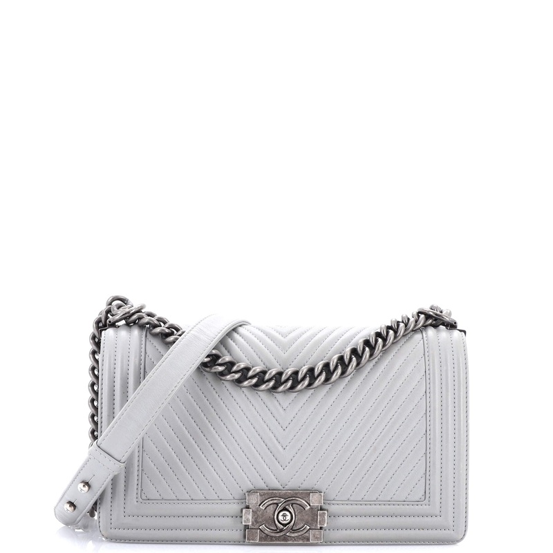 Boy Flap Bag Chevron Wrinkled Lambskin Old Medium