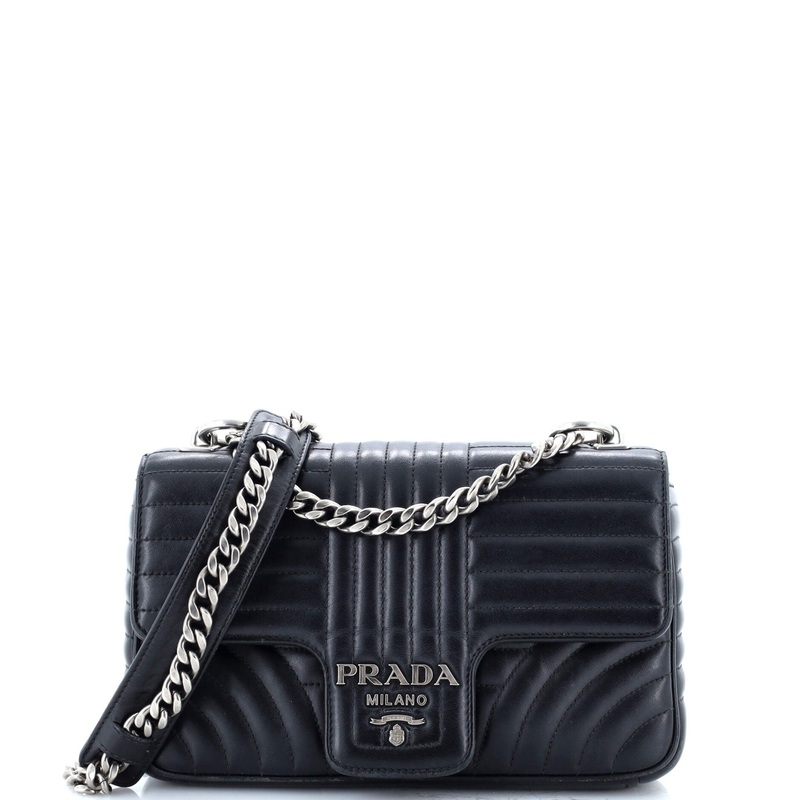 Chain Flap Shoulder Bag Diagramme Quilted Leather Large