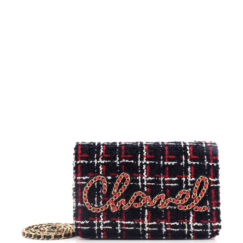 Chain Signe Wallet on Chain Quilted Tweed