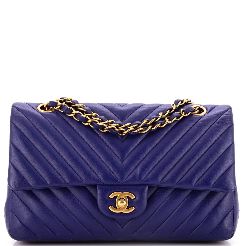 Classic Double Flap Bag Chevron Calfskin Medium