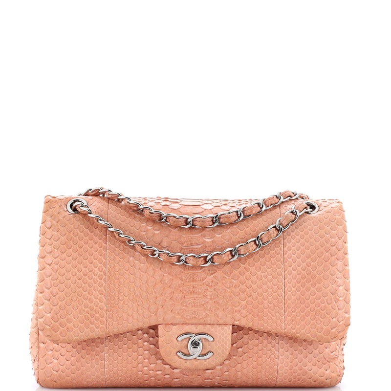 Classic Double Flap Bag Matte Python Jumbo