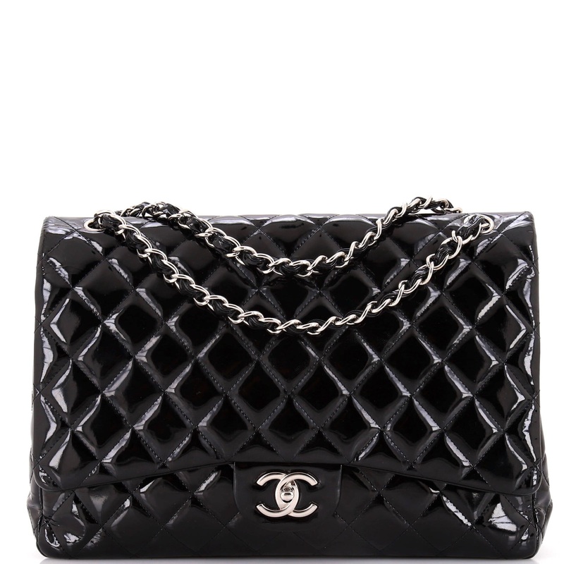 Classic Double Flap Bag Quilted Patent Maxi