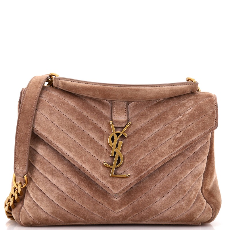 Classic Monogram College Bag Matelasse Chevron Suede Medium