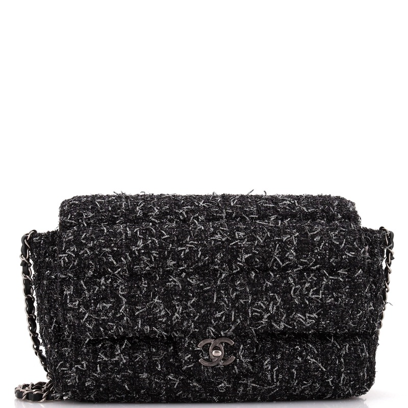Classic Single Flap Bag Quilted Tweed Medium