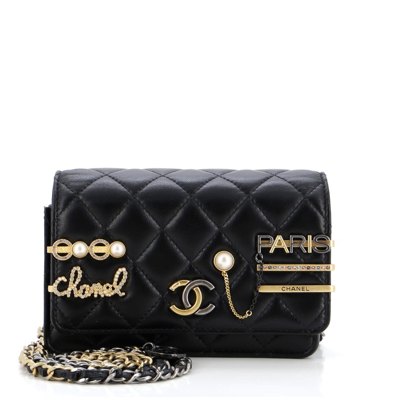 Coco Clips Wallet on Chain Embellished Quilted Lambskin Mini
