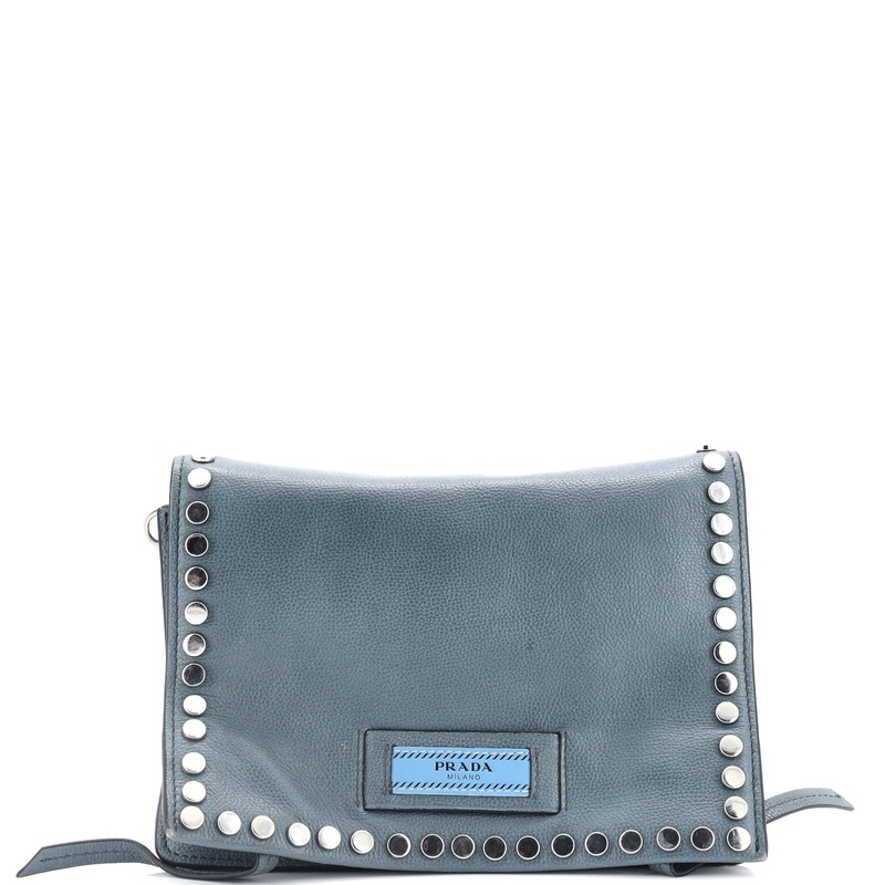 Etiquette Flap Bag Studded Glace Calfskin Small