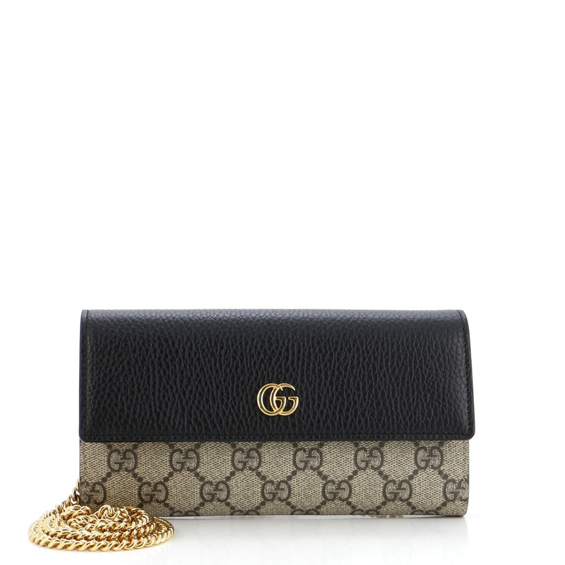 GG Marmont Continental Chain Wallet GG Coated Canvas and Leather