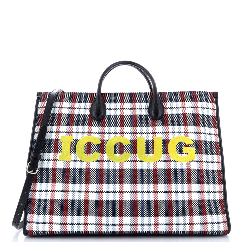 ICCUG Tote Embroidered Faux Raffia Large